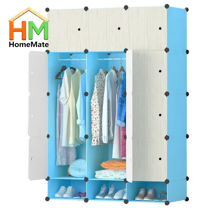HomeMate 12 Grids 3 Columns Plastic Clothes Portable Wardrobe Closet Storage Shelf With Shoes Storage Box for Books Clothes Toys Sundries Space Saving Household Organizer