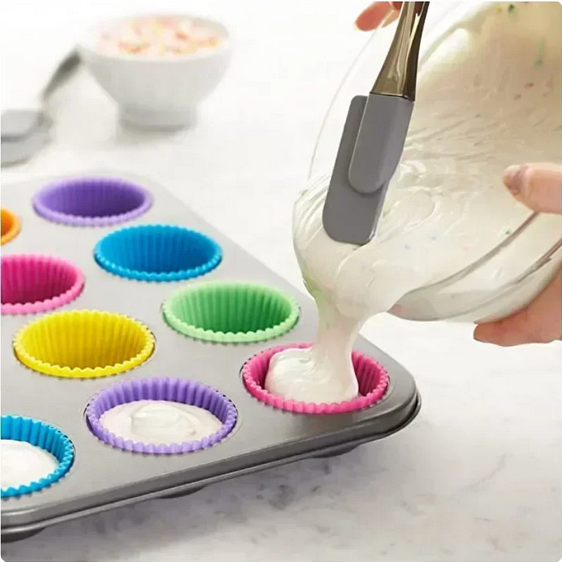 12PCS Mafen Cup Silicone Mold Baked Cake Mold Food Grade Muffin Cup Cake Cup Mold Wedding Birthday Cake Decoration Accessories