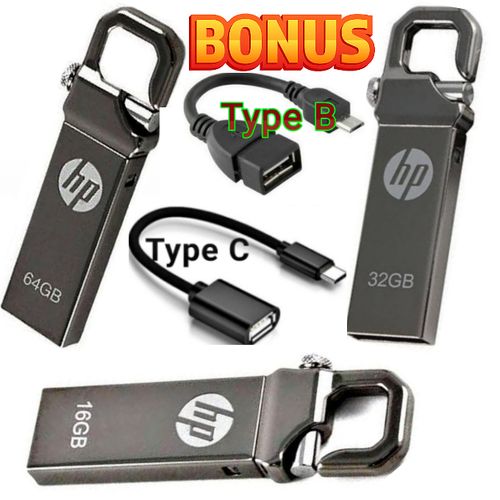 32GB Metallic USB Flash Drive High Speed Data Storage with FREE OTG Type-C & Micro USB Cable, Ultra Compact Flash Disk for Phones, Laptops, PCs, TVs & Car Audio in Kenya
