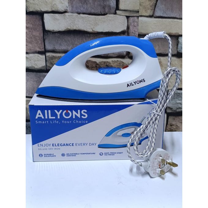 AILYON HD198A Electric Dry Iron Box White & Blue, Fast Heating Lightweight Ironbox for Home, Office & Hostel Use in Kenya with Non-Stick Soleplate