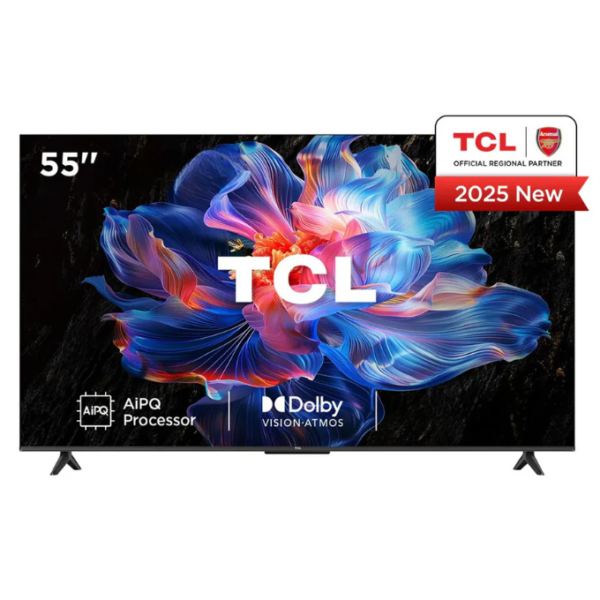 TCL 55T6C 55 inch QLED Smart TV 2025 120Hz VRR AiPQ HDR10+ MEMC 2GB+16GB Dolby Atmos Frameless, Bluetooth, Netflix & YouTube
