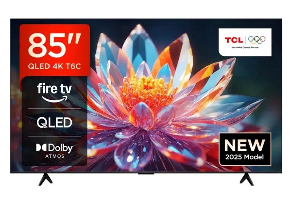 TCL 85″ T6C 4K QLED Google TV with AiPQ Processor, Dolby Vision & Atmos, Google Assistant & Chromecast Built‑in Television 85T6C (2025 Model)