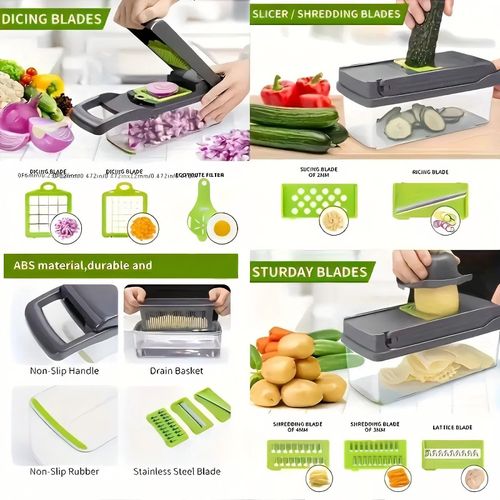 ✨ Brand New Homarom Vegetable Chopper Slicer Set 16 Veggie Slicer Kits Interchangeable Blades Dicer And Grater.