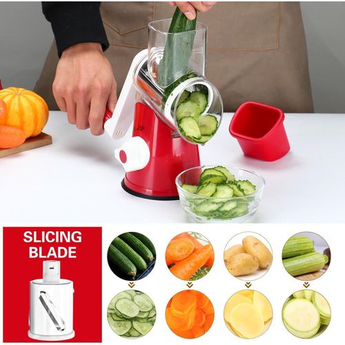 ⚡ 3-in-1 Manual Vegetable Cutter & Cheese Grater – Hand Crank Food Slicer with Strong Suction Base, No Electricity Needed