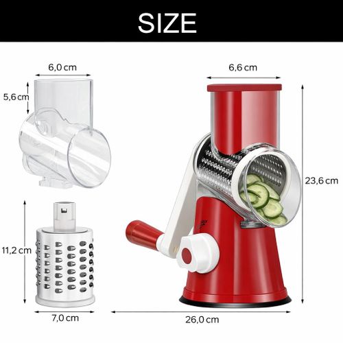 ⚡ 3-in-1 Manual Vegetable Cutter & Cheese Grater – Hand Crank Food Slicer with Strong Suction Base, No Electricity Needed