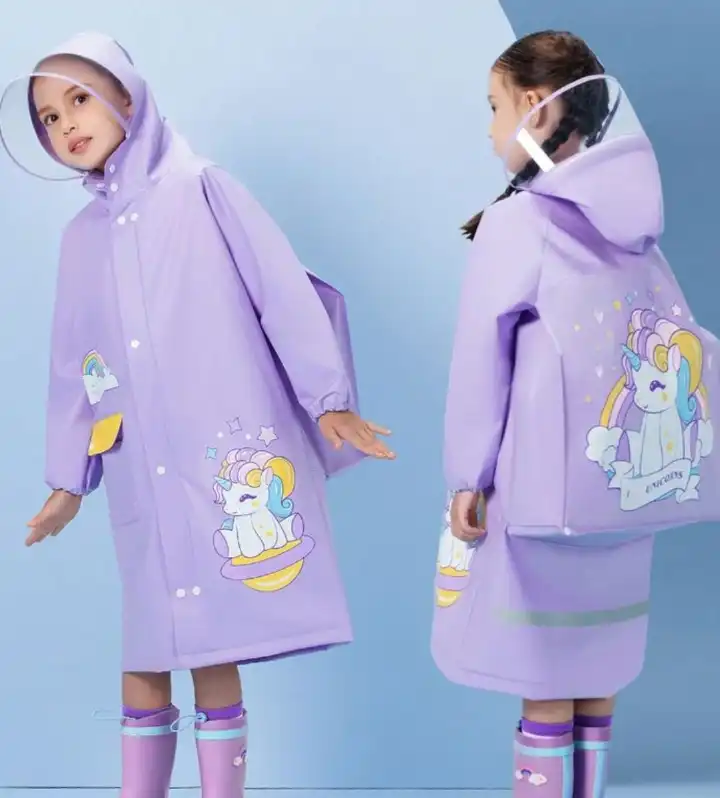 Kids Waterproof Hooded Rain Coat – Lightweight Cartoon Rain Jacket