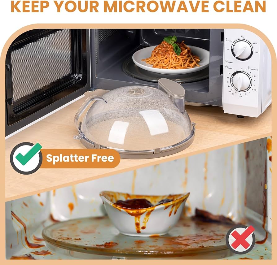 Microwave Food Cover – Splatter Guard Lid with Steam Vents | BPA-Free Kitchen Microwave Cover