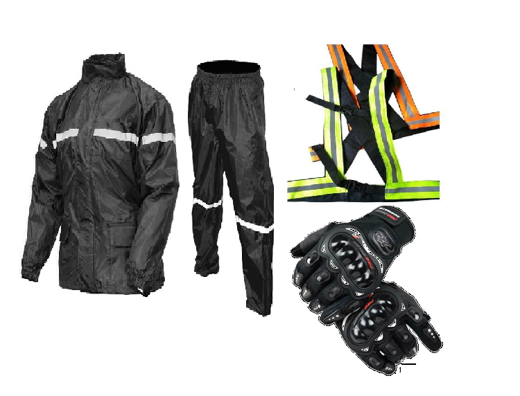 Waterproof Motorcycle Rider Suit - 2-Piece Jacket & Trouser Set - Reflective Safety Strips- Black
Unique Motorcycle Rider's suit