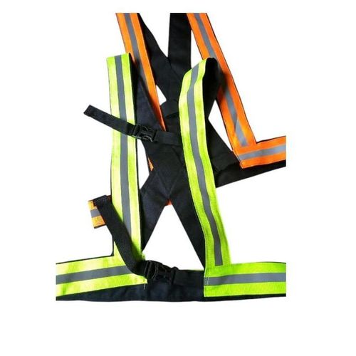 Fashion Motorcycle Reflector Straps (2 Pieces) - High Visibility Safety Harness - Adjustable - Neon Orange/Green