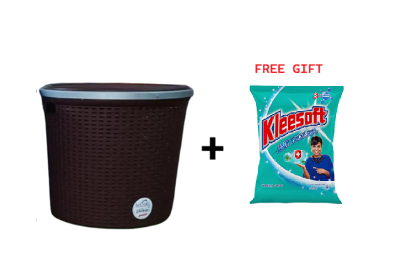 Kenstar Durable Laundry Basket with Lid + FREE Handwash Powder - Ventilated Design