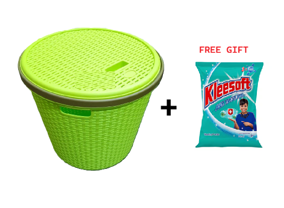 Kenstar Durable Laundry Basket with Lid + FREE Handwash Powder - Ventilated Design