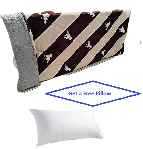 Premium TC Woolen Duvet With Free Pillow- Super Warm & Breathable - Hypoallergenic - 4-Season Comfort - White - 5x6 / 6x6