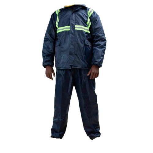 Waterproof Motorcycle Rider Suit - 2-Piece Jacket & Trouser Set - Reflective Safety Strips- Navy Blue Unique Motorcycle Rider's suit