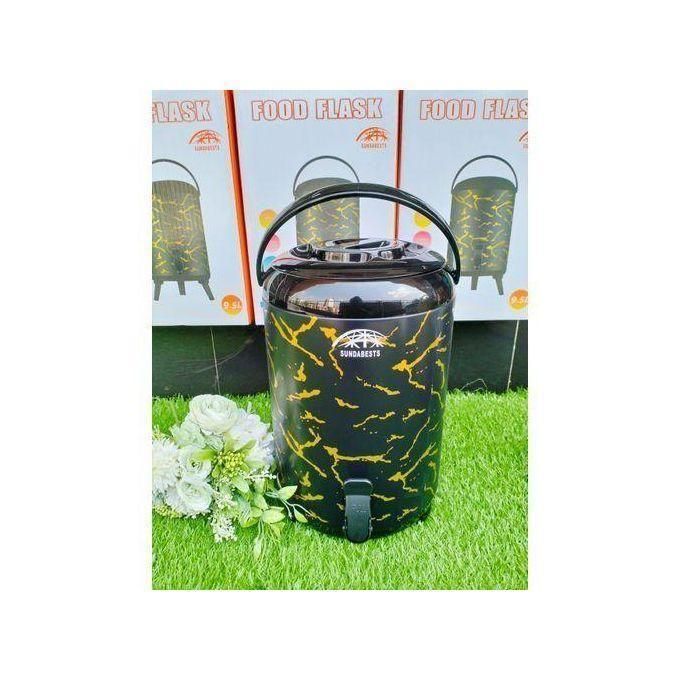 9.5L Black Marble Print Single Tap Tea Urn – Stainless Steel Dispenser for Tea, Coffee, Events, and Office Use