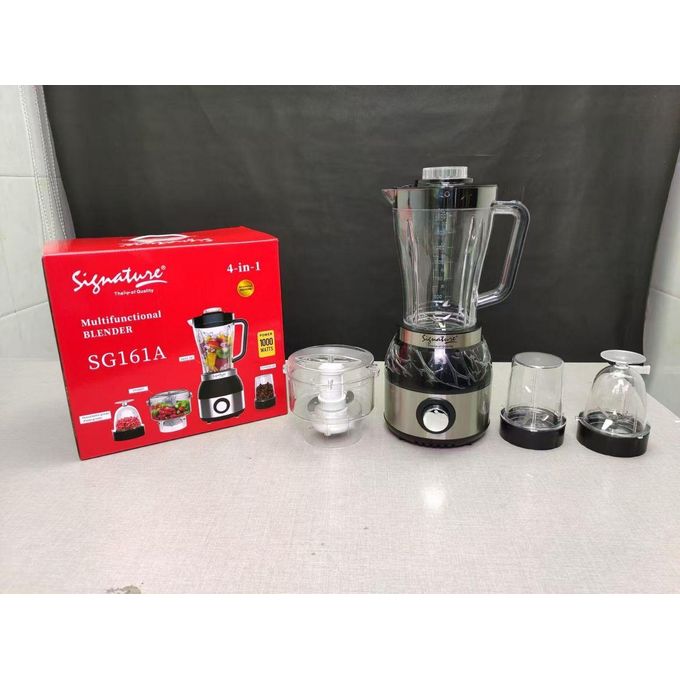 Signature Unbreakable Multifunctional 4 in 1 Blender, ( Blender, Grinder, Chopper & Juicer) 1000Watts, Unbreakable 1.8L Jar. Best for crushing ice, making smoothies, & preparing baby food.