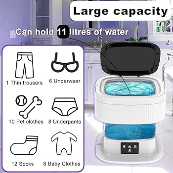 Portable Washing Machine,10L Folding Mini Washer with 3 Modes Deep Cleaning of underwear,baby clothes,Foldable Washing Machine for Apartments,Dorm,Camping,RV,Travel Laundry