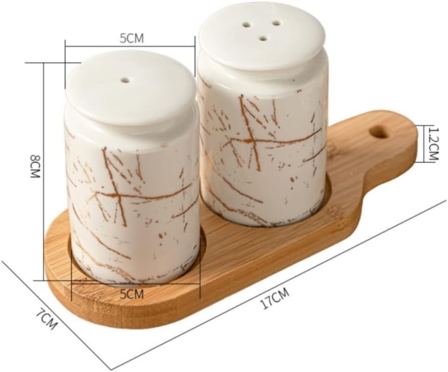 Salt and Pepper Set with Bamboo Wooden Tray Salt & pepper bamboo container
