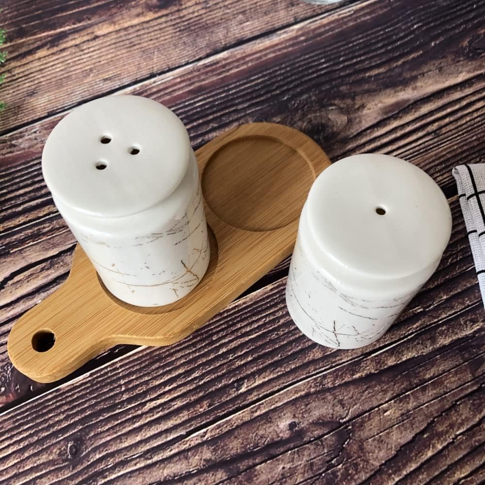Salt and Pepper Set with Bamboo Wooden Tray Salt & pepper bamboo container
