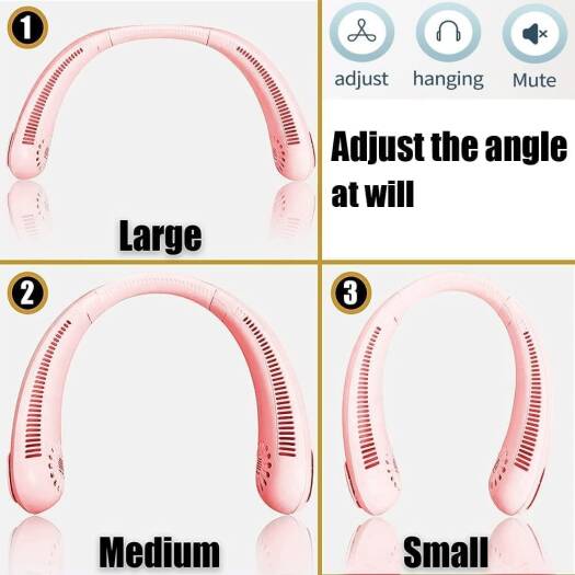 Portable Rechargeable Neck Hanging USB Fan Hanging Neck Fan Bladeless, Portable Hands Free Neck Fan Rechargeable 3 Speeds