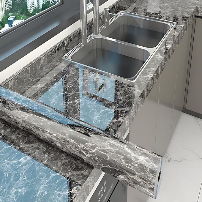 Marble Self adhesive Waterproof Wallpaper Marble Contact Paper for Countertops – Waterproof Self-Adhesive Vinyl Wallpaper Roll for Kitchen, Bathroom, and Furniture Renovation – Peel and Stick Design