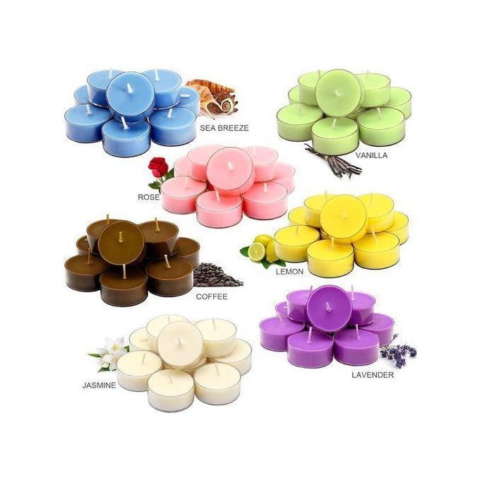 Scented Candles in Glass Holders – Long Lasting Fragrance & Decorative Home Aroma Set for Living Room, Bedroom, Bathroom, Gift Set Scented Tealight Candles In Glass Holders