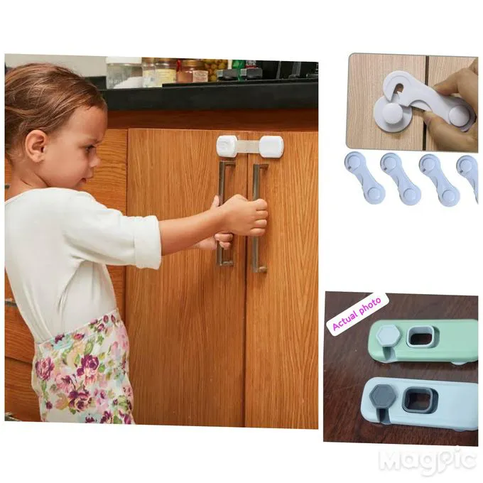 Self-Adhesive Child Proof Safety Locks for Cabinets, Drawers & Refrigerators – Baby Proofing Latches for Kids & Toddlers Adhesive Child safety lock Baby Locks for Cabinets and Drawers, Toilet, Fridge
