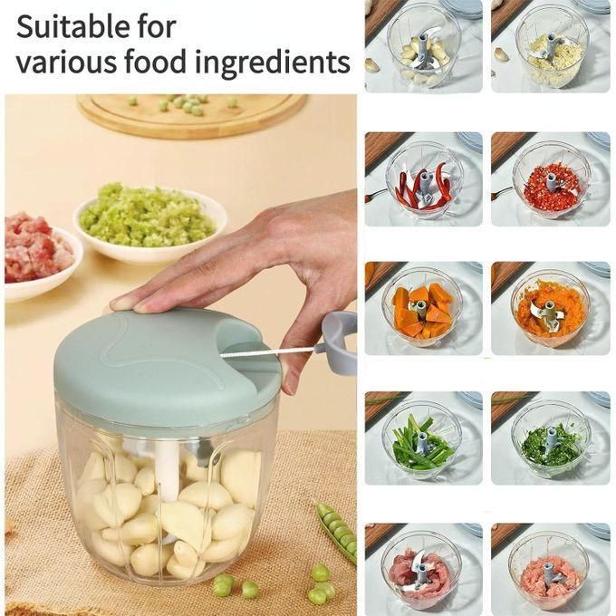Garlic Pull Grinder/Chopper Kitchen Multifunction Manual Food Processor Vegetable Chopper Meat Grinder, Portable Hand Pull String Garlic Mincer Onion Cutter for Veggies, Ginger, Fruits, Nuts, Herbs