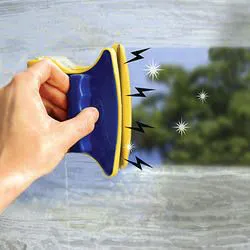 Magnetic Window Cleaner Double-Side Glazed Two Sided Glass Cleaner Wiper (Blue) Magnetic window glass cleaner handheld double sided wiper surface tall building cleaning tool