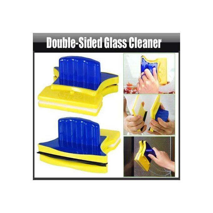 Magnetic Window Cleaner Double-Side Glazed Two Sided Glass Cleaner Wiper (Blue) Magnetic window glass cleaner handheld double sided wiper surface tall building cleaning tool