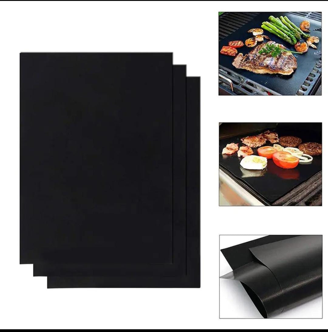 Non-stick BBQ Grill Mats Barbecue Baking Pad Reusable Heat Resistant Easy Clean for OutdooGrill Mat 44X33CM Non Stick BBQ Grill Liners Oven Grill Foil Barbecue Liner Reusable Mat Bbq Tools Accessories