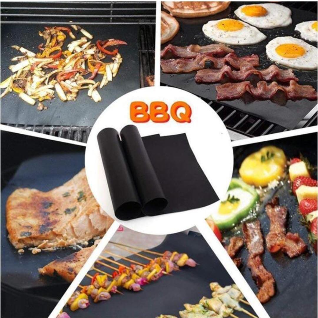 Non-stick BBQ Grill Mats Barbecue Baking Pad Reusable Heat Resistant Easy Clean for OutdooGrill Mat 44X33CM Non Stick BBQ Grill Liners Oven Grill Foil Barbecue Liner Reusable Mat Bbq Tools Accessories