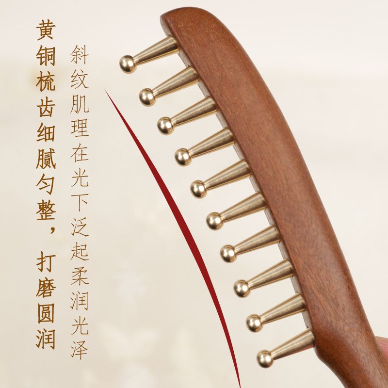 Best price for Gold-plated sandalwood comb with copper teeth, massage ...