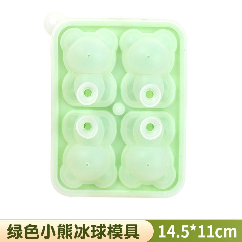 Cute and creative cartoon bear with lid silicone food easy-release ice cube coffee milk tea ice cream ice lolly mold