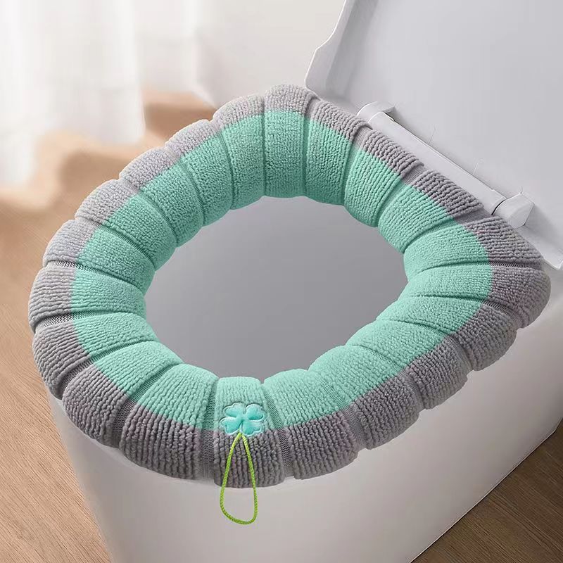 Portable toilet seat cover, knitted and plush toilet seat cover, thick toilet seat cover, washable toilet seat cover, warm in winter