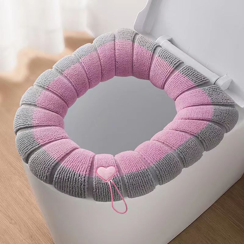 Portable toilet seat cover, knitted and plush toilet seat cover, thick toilet seat cover, washable toilet seat cover, warm in winter