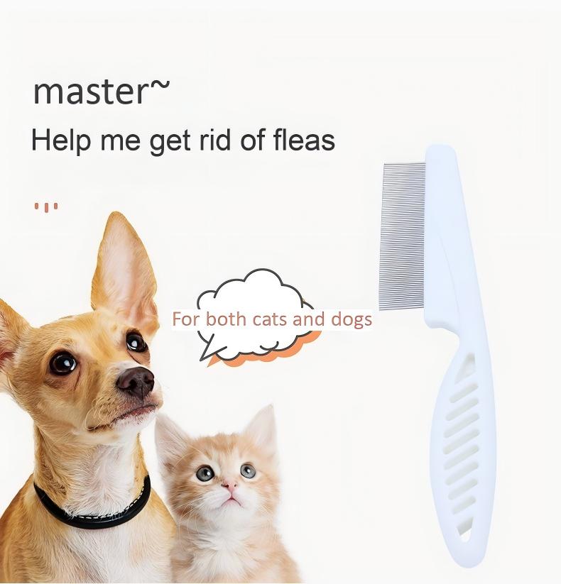 Pet flea removal comb, hair removal comb, fine-tooth steel needle comb, dog and cat comb, flea comb, beauty comb, cleaning accessory