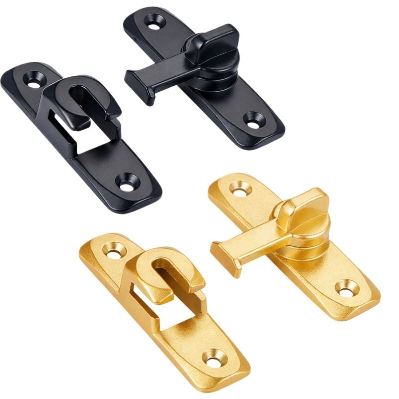 Translation door lock, no-drill, thickened, surface-mounted bolt latch, aluminum alloy sliding door lock catch, bathroom door latch buckle(Complimentary nails)