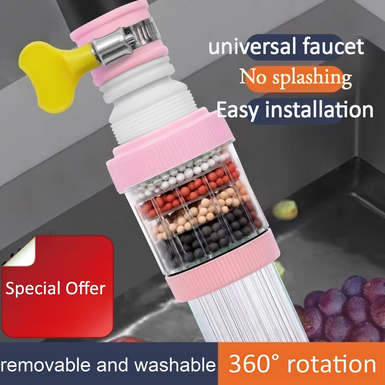 Faucet Filter for Household Kitchen, Six-Layer Filter, Anti-Splash Showerhead, Water Purification and Water Saving, Universal Multi-Function Water Filter