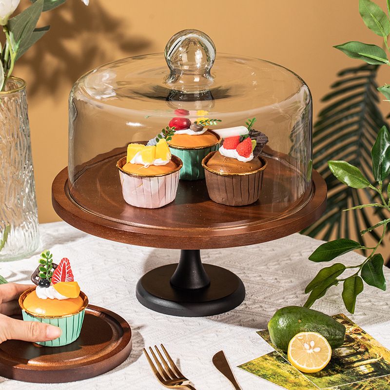 Bamboo and wooden cake trays, household living room dim sum plates, dessert display stands, wooden high-leg fruit bowls, and Instagrammable meal boxes