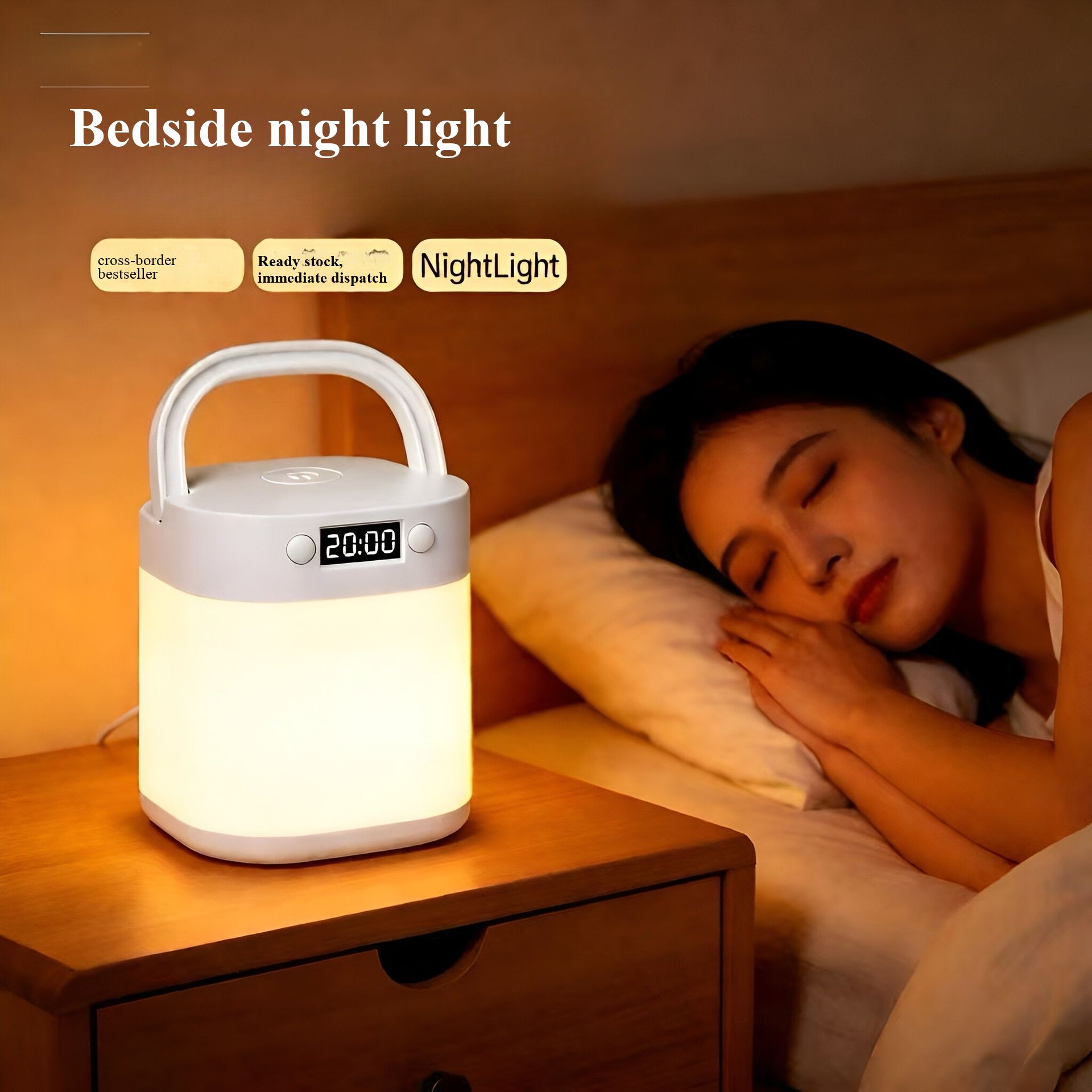 Popular remote-controlled clock, night light, bedroom decorative lamp, high-end sleep concept night light, bedside lamp, internet sensation