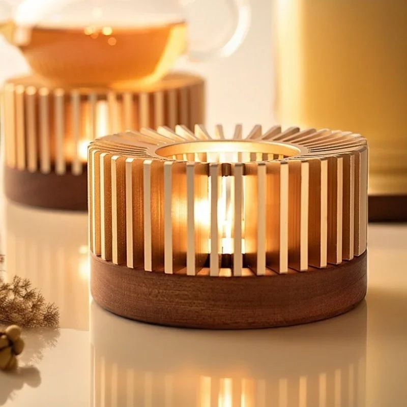 Aluminum alloy processed warm tea accessory, tea warmer, candlestick, tea brewing device, tea warming stove, alcohol lamp, bottom diameter 15 cm (candle not included in shipment)Gifts for new house