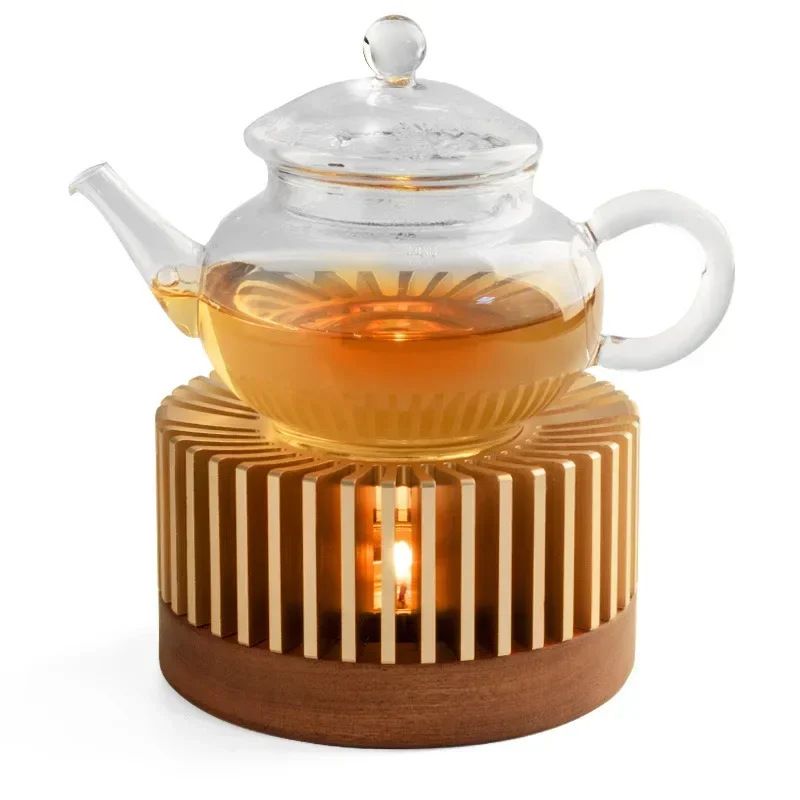 Aluminum alloy processed warm tea accessory, tea warmer, candlestick, tea brewing device, tea warming stove, alcohol lamp, bottom diameter 15 cm (candle not included in shipment)Gifts for new house