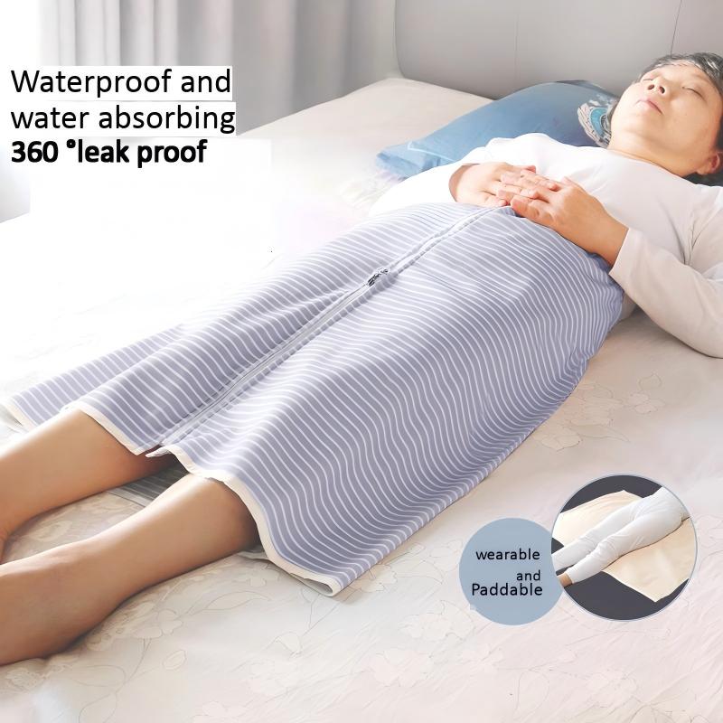 Adult diaper cover, elderly waterproof diaper pad, incontinence bedridden elderly washable anti-urine bed apron, menstrual apron