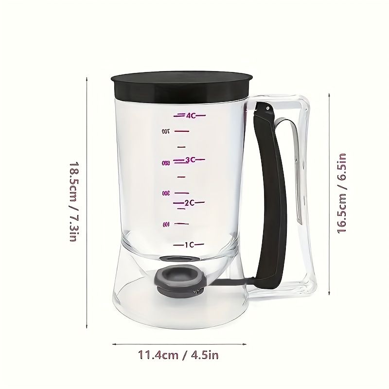 Handheld Batter Dispenser with Measuring Scale - Leak-Proof Funnel for Cupcakes, Pancakes & Waffles, DIY Baking Tool for Home & Commercial Use