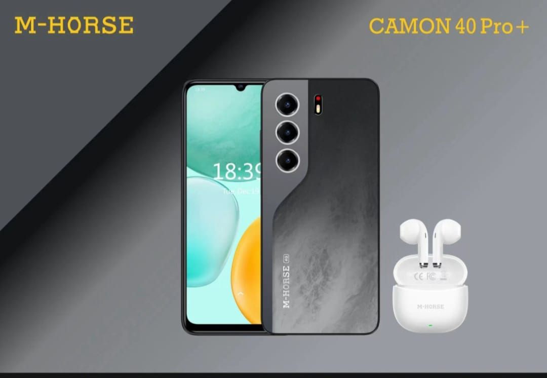 M HORSE CAMON 40 PRO PLUS, 8GB RAM + 128GB ROM, 32MP + 16MP AI CAMERA, 5000MAH, SIDE FINGERPRINT, DUAL SIM, 6.8 AMOLED DISPLAY.