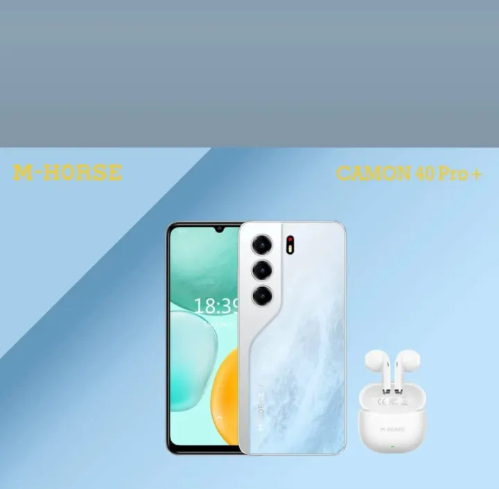 M HORSE CAMON 40 PRO PLUS, 8GB RAM + 128GB ROM, 32MP + 16MP AI CAMERA, 5000MAH, SIDE FINGERPRINT, DUAL SIM, 6.8 AMOLED DISPLAY.