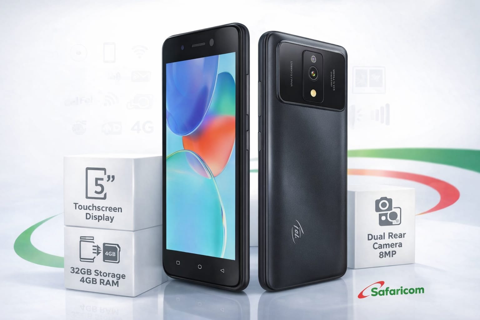 Safaricom itel a24 pro, 32GB ROM, 4GB RAM (2+2), DUAL SIM, 4G/LTE, 5MP CAM DUAL FLASH, 5'' DISPLAY.