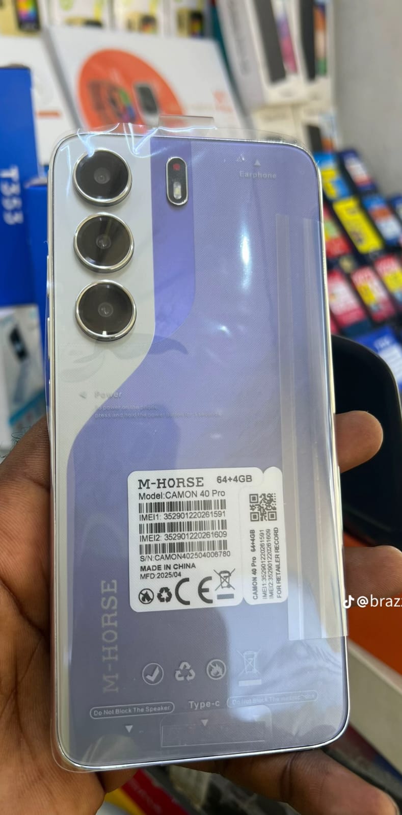 M Horse M-HORSE Camon 40 Pro 6.6" Incell Display 64GB ROM + 4GB RAM Dual Sim 4G 8MP Side Fingerprint Quad Core Chipset PROCESSOR 5000MAH Android 14