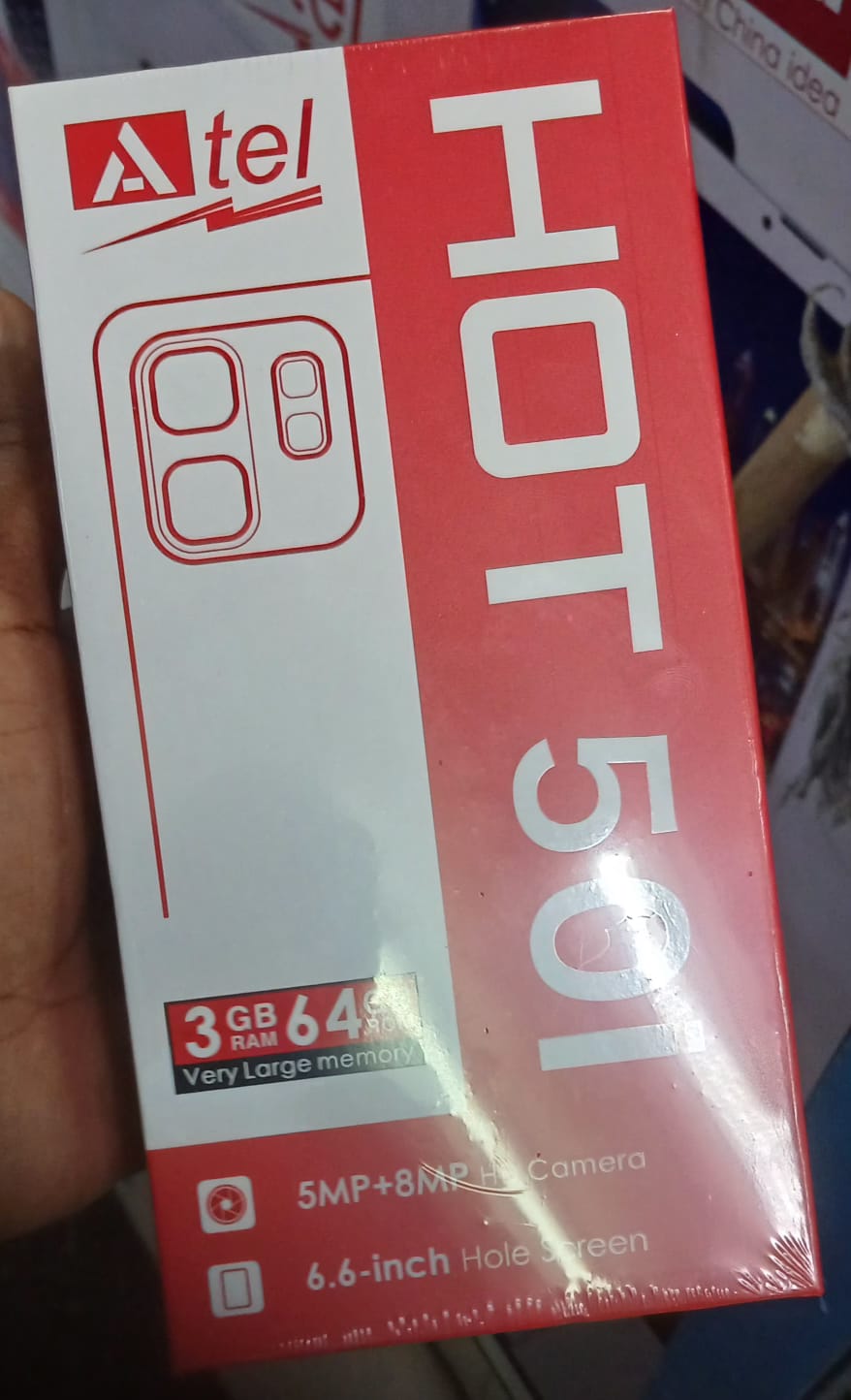 ATEL  HOT 50i 64GB ROM+3GB RAM STORAGE LONG LASTING  BATTERY  5075MAH CAMERA FRONT 5MP BACK 8MP SCREEN 6.6 hd display, cheap original SMART PHONE. DUAL SIM, SIDE FINGERPRINT +FACE UNLOCK