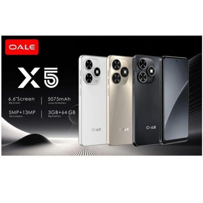 Oale x5 6.6inches,64GB, 3GB RAM,13mp+ 5mp  camera,5075mah,Dual SIM, fingerprint unlock.